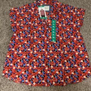 New!! JACHS Girlfriend New York Floral Blouse, Red Multi, M, NWT